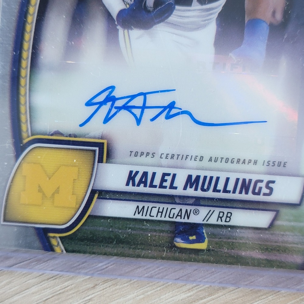 Kalel Mullings 2024 Bowman Chrome Autograph Prospect RC Michigan RB - Picture 2 of 5